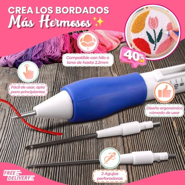 Kit Completo de Bordado con Aguja de Punzonado