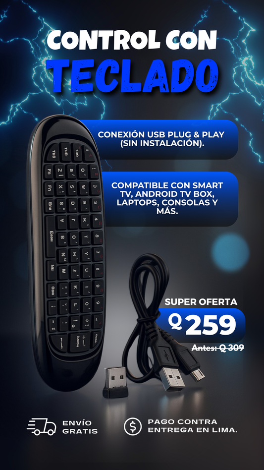 Control remoto con Teclado Incorporado y luces LED