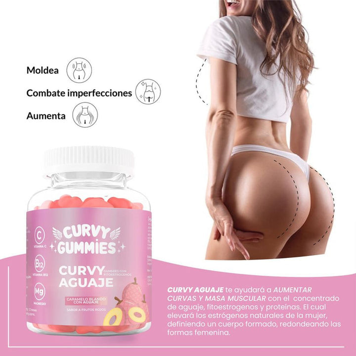 🍑 Curvy Gummies de Aguaje Repotenciados para Glúteos y Senos ✅