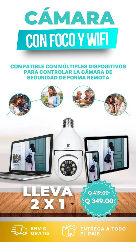 Foco Cámara Wifi con Sensor de Movimiento 360