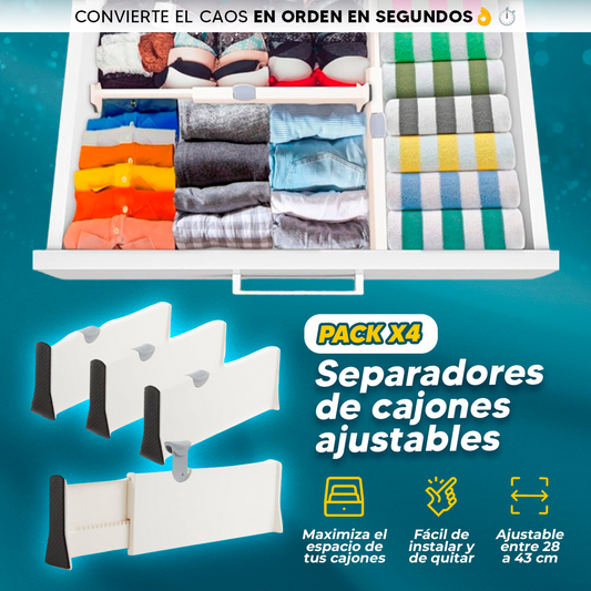 Separadores de Cajones Ajustables (Pack x4)