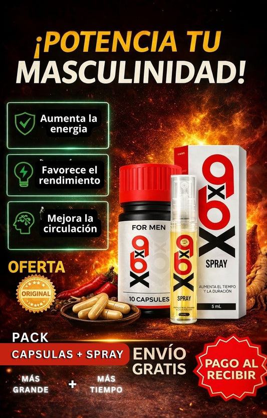 Pack XOXO - Cápsulas + Spray (Más Grande + Más Tiempo)